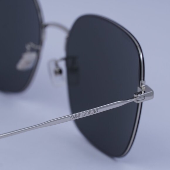 Saint Laurent SL410 WIRE 004 Sunglasses Silver Square Frame, Grey Lenses - Picture 3 of 10